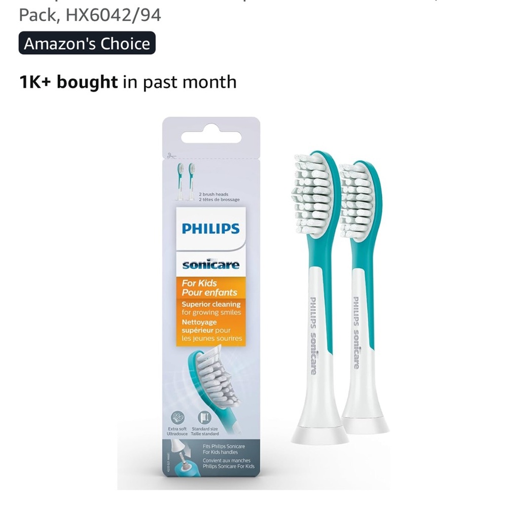 Philips Sonicare Kids Replacement Heads - White and Teal